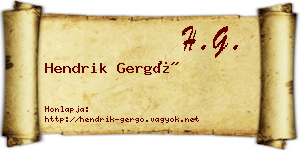 Hendrik Gergő névjegykártya